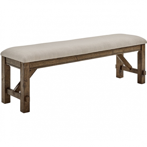 Turino Dining Bench in Rustic Umber & Beige Microfiber